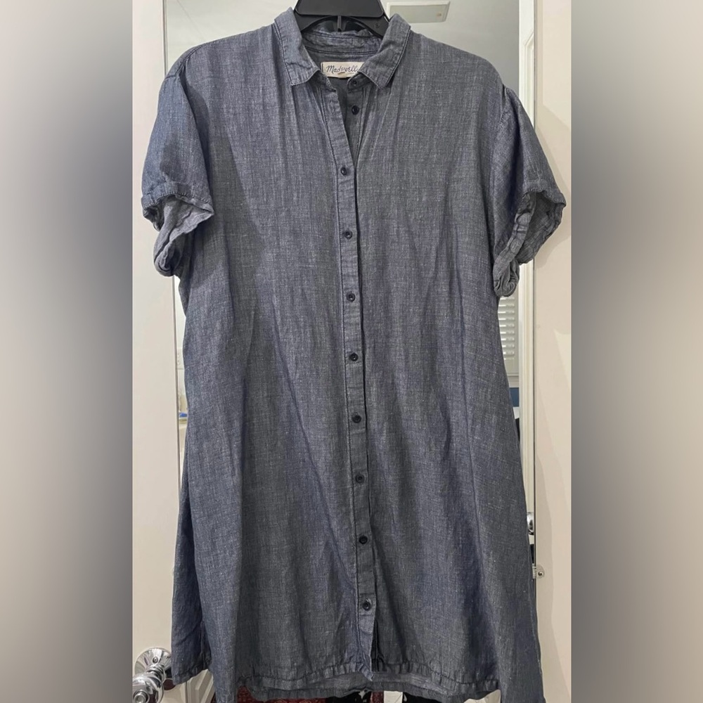 Madewell Blue Chambray Casual Dress